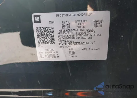 2021 Cadillac Xt5 Awd Sport z USA, uszkodzony, nr VIN 1GYKNGRS3MZ141972